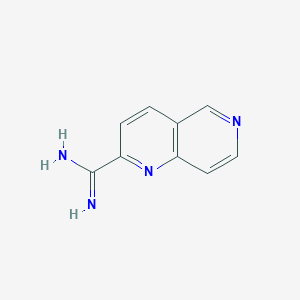 molecular formula C9H8N4 B15345170 1,6-Naphthyridine-2-carboximidamide 