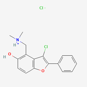 molecular formula C17H17Cl2NO2 B15345184 3-Chloro-4-((dimethylamino)methyl)-2-phenyl-5-benzofuranol hydrochloride CAS No. 63112-55-0