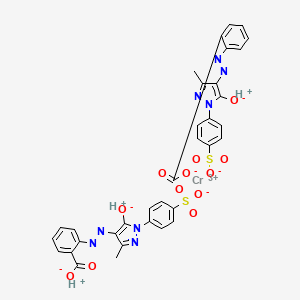 molecular formula C34H25CrN8O12S2 B15345197 Chromate(3-), bis(2-((4,5-dihydro-3-methyl-5-(oxo-kappaO)-1-(4-sulfophenyl)-1H-pyrazol-4-yl)azo-kappaN1)benzoato(3-)-kappaO)-, trihydrogen CAS No. 71343-04-9