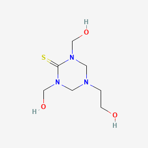 molecular formula C7H15N3O3S B15345203 Tetrahydro-5-(2-hydroxyethyl)-1,3-bis(hydroxymethyl)-1,3,5-triazine-2(1H)-thione CAS No. 56975-07-6