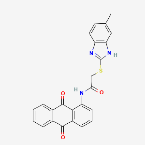 molecular formula C24H17N3O3S B15345243 N-(9,10-Dioxo-9,10-dihydroanthracen-1-yl)-2-[(6-methyl-1H-benzimidazol-2-yl)sulfanyl]acetamide CAS No. 6292-36-0