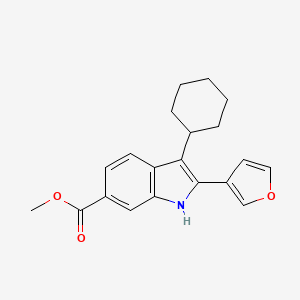 molecular formula C20H21NO3 B15345286 Methyl 3-cyclohexyl-2-(furan-3-yl)-1H-indole-6-carboxylate CAS No. 494799-20-1