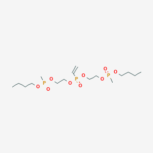 molecular formula C16H35O9P3 B15345451 1-[2-[2-[Butoxy(methyl)phosphoryl]oxyethoxy-ethenylphosphoryl]oxyethoxy-methylphosphoryl]oxybutane CAS No. 41222-33-7
