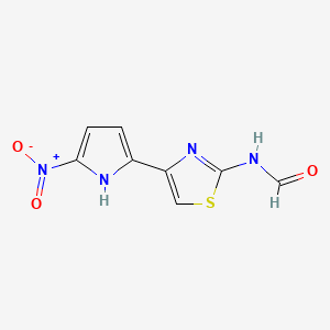 molecular formula C8H6N4O3S B15345681 Formamide, N-(4-(5-nitro-2-pyrrolyl)-2-thiazolyl)- CAS No. 58139-55-2