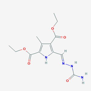 molecular formula C13H18N4O5 B15345847 diethyl 5-[(E)-(carbamoylhydrazinylidene)methyl]-3-methyl-1H-pyrrole-2,4-dicarboxylate CAS No. 5427-17-8