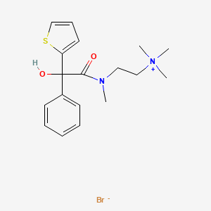 molecular formula C18H25BrN2O2S B15345892 Ammonium, (2-(alpha-hydroxy-N-methyl-alpha-phenyl-2-thiopheneacetamido)ethyl)trimethyl-, bromide CAS No. 26058-53-7