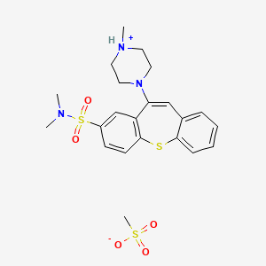 molecular formula C22H29N3O5S3 B15345930 Dibenzo(b,f)thiepin-2-sulfonamide, N,N-dimethyl-11-(4-methyl-1-piperazinyl)-, monomethanesulfonate CAS No. 51723-72-9