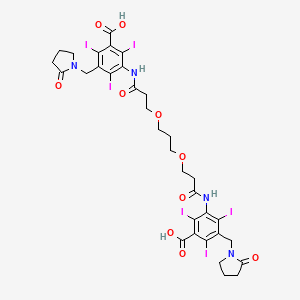 molecular formula C33H34I6N4O10 B15346006 Benzoic acid, 3,3'-(trimethylenebis(oxyethylenecarbonylimino))bis(5-((2-oxo-1-pyrrolidinyl)methyl)-2,4,6-triiodo- CAS No. 26090-57-3