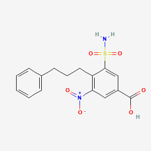 molecular formula C16H16N2O6S B15346045 Benzoic acid, 3-(aminosulfonyl)-5-nitro-4-(3-phenylpropyl)- CAS No. 72020-12-3