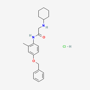 molecular formula C22H29ClN2O2 B15346086 Acetamide, 2-(cyclohexylamino)-N-(2-methyl-4-(phenylmethoxy)phenyl)-, monohydrochloride CAS No. 61458-32-0