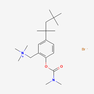 molecular formula C21H37BrN2O2 B15346276 Ammonium, (2-hydroxy-5-(1,1,3,3-tetramethylbutyl)benzyl)trimethyl-, bromide, dimethylcarbamate (ester) CAS No. 66967-98-4