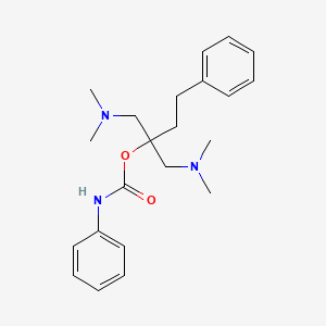 molecular formula C22H31N3O2 B15346364 Carbanilic acid, 1,1-bis((dimethylamino)methyl)-3-phenylpropyl ester CAS No. 77985-33-2