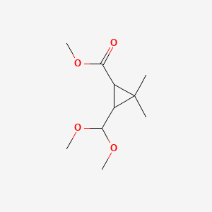 molecular formula C10H18O4 B15346372 Methyl 3-(dimethoxymethyl)-2,2-dimethylcyclopropane-1-carboxylate CAS No. 59829-77-5