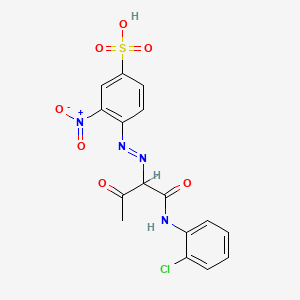molecular formula C16H13ClN4O7S B15346422 4-((1-(((2-Chlorophenyl)amino)carbonyl)-2-oxopropyl)azo)-3-nitrobenzenesulphonic acid CAS No. 57206-99-2