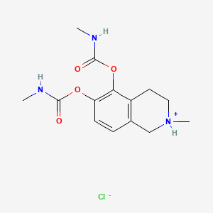 molecular formula C14H20ClN3O4 B15346512 Isoquinoline, 2-methyl-1,2,3,4-tetrahydro-5,6-bis-(N-methylcarbamyloxy) hydrochloride CAS No. 63982-18-3
