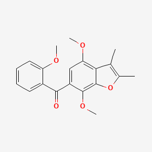 molecular formula C20H20O5 B15346563 BENZOFURAN, 4,7-DIMETHOXY-2,3-DIMETHYL-6-(o-METHOXYBENZOYL)- CAS No. 49710-87-4