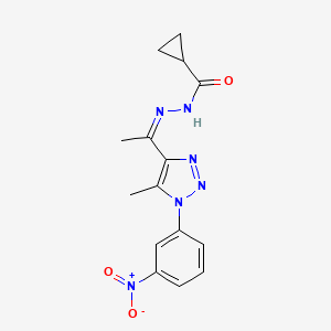 molecular formula C15H16N6O3 B15346680 N-[(Z)-1-[5-methyl-1-(3-nitrophenyl)triazol-4-yl]ethylideneamino]cyclopropanecarboxamide 
