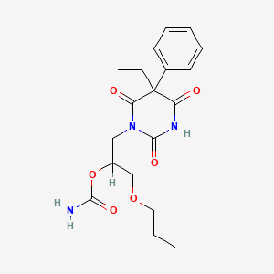 molecular formula C19H25N3O6 B15346785 Barbituric acid, 5-ethyl-1-(2-hydroxy-3-propoxypropyl)-5-phenyl-, carbamate (ester) CAS No. 64038-14-8