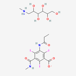 molecular formula C19H28I3N3O9 B15346788 N-Methyl-5-propionylamino-2,4,6-triiodoisophthalamic acid N-methylglucamine salt CAS No. 67314-29-8