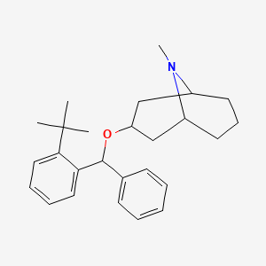 molecular formula C26H35NO B15346863 N-Methyl-norgranatanol-3-alpha-(2-tert-butylbenzhydryl)aether [German] CAS No. 6606-02-6