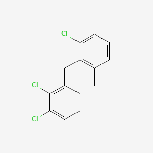 molecular formula C14H11Cl3 B15347207 Chloro[(dichlorophenyl)methyl]methylbenzene CAS No. 85711-88-2