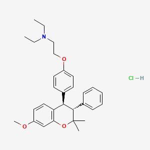 molecular formula C30H38ClNO3 B15347212 Ethanamine, 2-(4-(3,4-dihydro-2,2-dimethyl-7-methoxy-3-phenyl-2H-1-benzopyran-4-yl)phenoxy)-N,N-diethyl-, hydrochloride, trans- CAS No. 84394-07-0