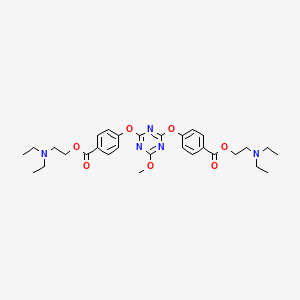molecular formula C30H39N5O7 B15347300 Benzoic acid, 4,4'-((6-methoxy-1,3,5-triazine-2,4-diyl)bis(oxy))bis-, bis(2-(diethylamino)ethyl) ester CAS No. 85826-21-7