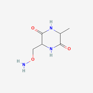 molecular formula C6H11N3O3 B15347377 3-[(Aminooxy)methyl]-6-methylpiperazine-2,5-dione 