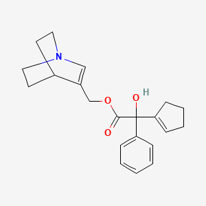 molecular formula C21H25NO3 B15347392 Mandelic acid, alpha-(1-cyclopentenyl)-, (1-azabicyclo(2.2.2)oct-2-en-3-yl)methyl ester CAS No. 93101-74-7