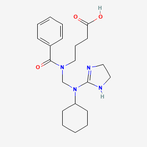 molecular formula C21H30N4O3 B15347490 Butyric acid, 4-(benzoyl((cyclohexyl(4,5-dihydro-1H-imidazol-2-yl)amino)methyl)amino)- CAS No. 81186-20-1