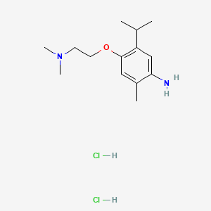 molecular formula C14H26Cl2N2O B15347522 Phenetole, 4-amino-beta-(N,N-dimethylamino)-2-isopropyl-5-methyl-, dihydrochloride CAS No. 16809-62-4