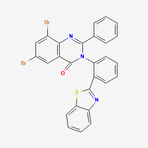 molecular formula C27H15Br2N3OS B15347525 4(3H)-Quinazolinone, 3-(2-(2-benzothiazolyl)phenyl)-6,8-dibromo-2-phenyl- CAS No. 72875-78-6