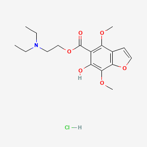 molecular formula C17H24ClNO6 B15347702 5-Benzofurancarboxylic acid, 4,7-dimethoxy-6-hydroxy-, 2-(diethylamino)ethyl ester, hydrochloride CAS No. 79802-69-0