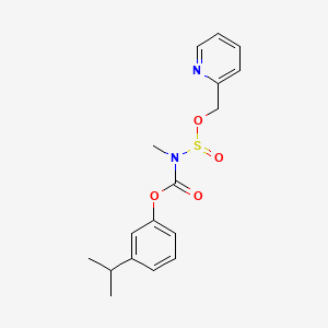molecular formula C17H20N2O4S B15347788 Carbamic acid, methyl((2-pyridinylmethoxy)sulfinyl)-, 3-(1-methylethyl)phenyl ester CAS No. 84384-94-1