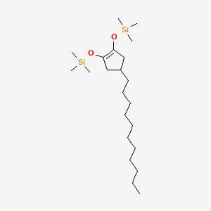 molecular formula C22H46O2Si2 B15347921 Silane, [(4-undecyl-1-cyclopentene-1,2-diyl)bis(oxy)]bis[trimethyl- CAS No. 68892-10-4