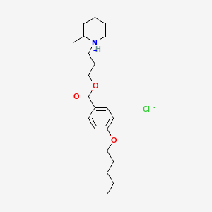 molecular formula C22H36ClNO3 B15347988 Benzoic acid, p-(1-methylpentoxy)-, 3-(2-methylpiperidino)propyl ester, hydrochloride CAS No. 67032-22-8