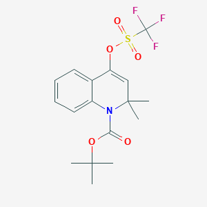 molecular formula C17H20F3NO5S B15348122 Tert-butyl2,2-dimethyl-4-{[(trifluoromethyl)sulfonyl]oxy}quinoline-1(2H)-carboxylate CAS No. 935534-44-4