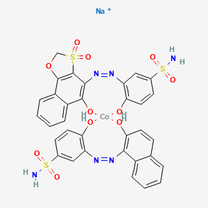 molecular formula C33H26CoN6NaO11S3+ B15348144 Sodium (4-hydroxy-3-((2-hydroxy-1-naphthyl)azo)benzenesulphonamidato(2-))(4-hydroxy-3-((5-hydroxynaphth(2,1-d)-1,3-oxathiol-4-yl)azo)benzenesulphonamide S,S-dioxidato(2-))cobaltate(1-) CAS No. 83817-76-9