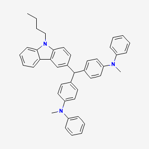 molecular formula C43H41N3 B15348189 Benzenamine, 4,4'-[(9-butyl-9H-carbazol-3-yl)methylene]bis[N-methyl-N-phenyl- CAS No. 67707-04-4