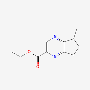 molecular formula C11H14N2O2 B15348200 Ethyl 5-methyl-6,7-dihydro-5H-cyclopenta[B]pyrazine-2-carboxylate CAS No. 95576-06-0