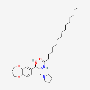 molecular formula C32H54N2O4 B15348661 N-[(1R,2R)-2-(3,4-dihydro-2H-1,5-benzodioxepin-7-yl)-2-hydroxy-1-(1-pyrrolidinylmethyl)ethyl]-hexadecanamide CAS No. 245329-79-7