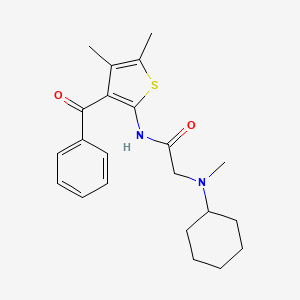 molecular formula C22H28N2O2S B15348916 N-(3-Benzoyl-4,5-dimethyl-2-thienyl)-N~2~-cyclohexyl-N~2~-methylglycinamide 