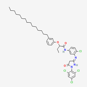 molecular formula C40H50Cl4N4O3 B15349909 Butanamide, N-[4-chloro-3-[[4,5-dihydro-5-oxo-1-(2,4,6-trichlorophenyl)-1H-pyrazol-3-yl]amino]phenyl]-2-(3-pentadecylphenoxy)- CAS No. 68239-71-4