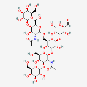 molecular formula C40H68N2O31 B15350162 N-[(3R,4R,5S,6R)-2-[[(2R,3R,5R,6S)-4-[(2S,4R,5S,6R)-3-acetamido-5-hydroxy-6-(hydroxymethyl)-4-[(3R,4S,5R,6R)-3,4,5-trihydroxy-6-(hydroxymethyl)oxan-2-yl]oxyoxan-2-yl]oxy-3,5-dihydroxy-6-[(2R,4S,5R)-1,2,4,5-tetrahydroxy-6-oxohexan-3-yl]oxyoxan-2-yl]methoxy]-4-hydroxy-6-(hydroxymethyl)-5-[(2S,3R,4S,5R,6R)-3,4,5-trihydroxy-6-(hydroxymethyl)oxan-2-yl]oxyoxan-3-yl]acetamide 