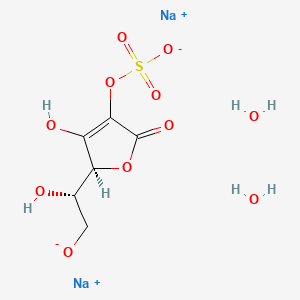 molecular formula C6H10Na2O11S B15350517 disodium;[(2S)-3-hydroxy-2-[(1S)-1-hydroxy-2-oxidoethyl]-5-oxo-2H-furan-4-yl] sulfate;dihydrate 