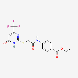 molecular formula C16H14F3N3O4S B15350989 Ethyl 4-[({[4-oxo-6-(trifluoromethyl)-1,4-dihydropyrimidin-2-yl]sulfanyl}acetyl)amino]benzoate 