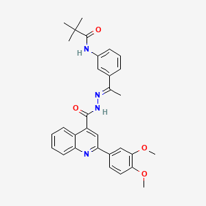 molecular formula C31H32N4O4 B15351120 N-{3-[(1E)-1-(2-{[2-(3,4-dimethoxyphenyl)quinolin-4-yl]carbonyl}hydrazinylidene)ethyl]phenyl}-2,2-dimethylpropanamide 