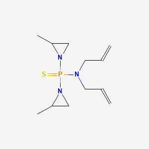 molecular formula C12H22N3PS B15351205 Phosphine sulfide, bis(2-methyl-1-aziridinyl)diallylamino- CAS No. 41657-31-2