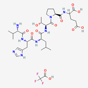 molecular formula C33H51F3N8O12 B15352031 L-Valyl-L-histidyl-L-leucyl-L-threonyl-L-prolyl-L-glutamic Acid Trifluoroacetate 