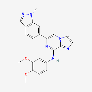 molecular formula C22H20N6O2 B15352283 N-(3,4-dimethoxyphenyl)-6-(1-methylindazol-6-yl)imidazo[1,2-a]pyrazin-8-amine 